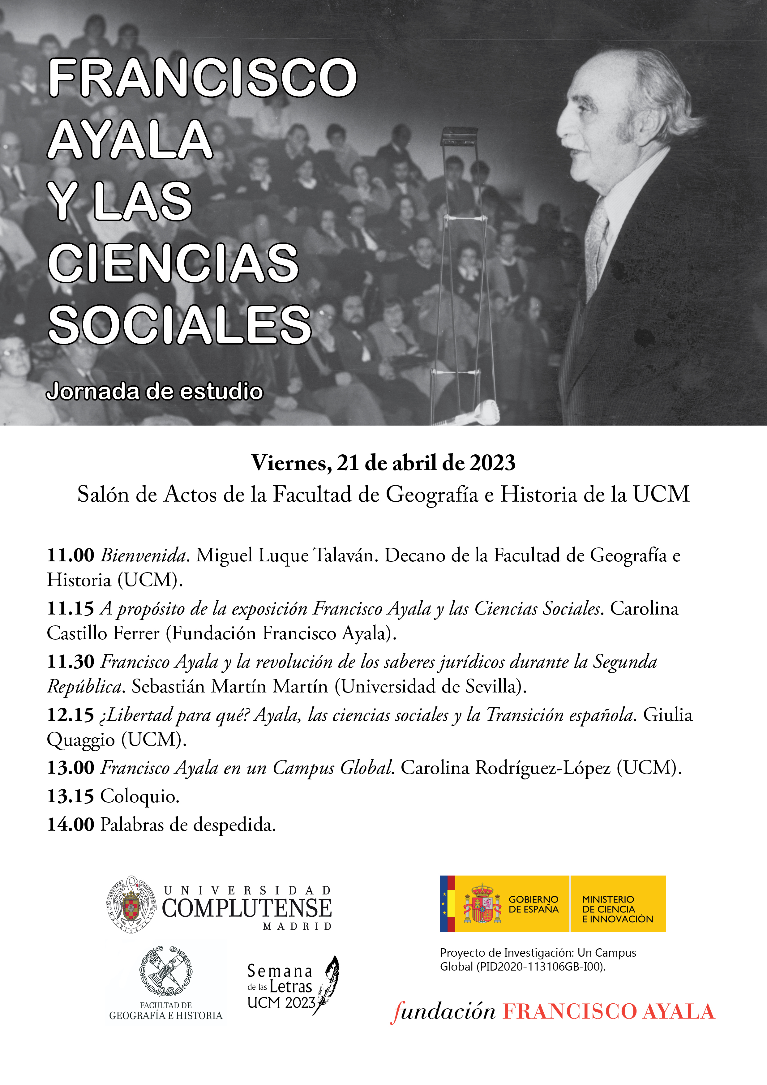 Jornada de Estudio: Francisco de Ayala y las Ciencias Sociales - 21.04.2023